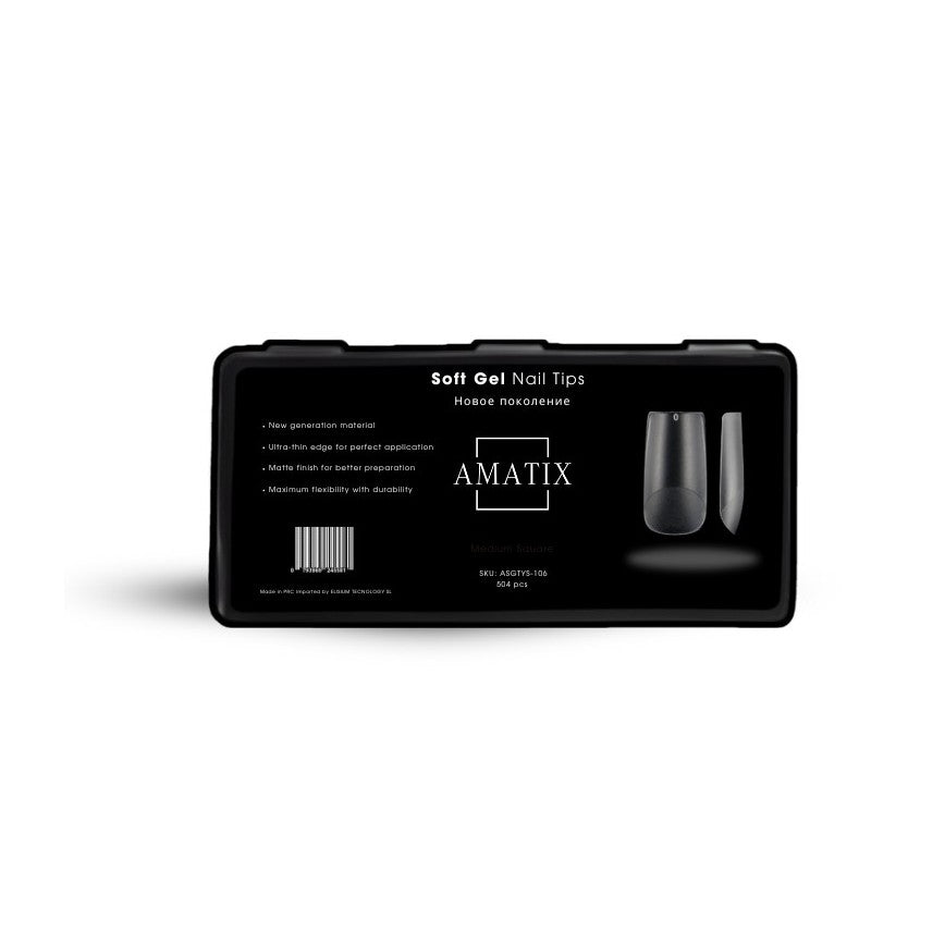 Amatix Soft Gel Nail Tips Medium Square 504uni 12 tamaños