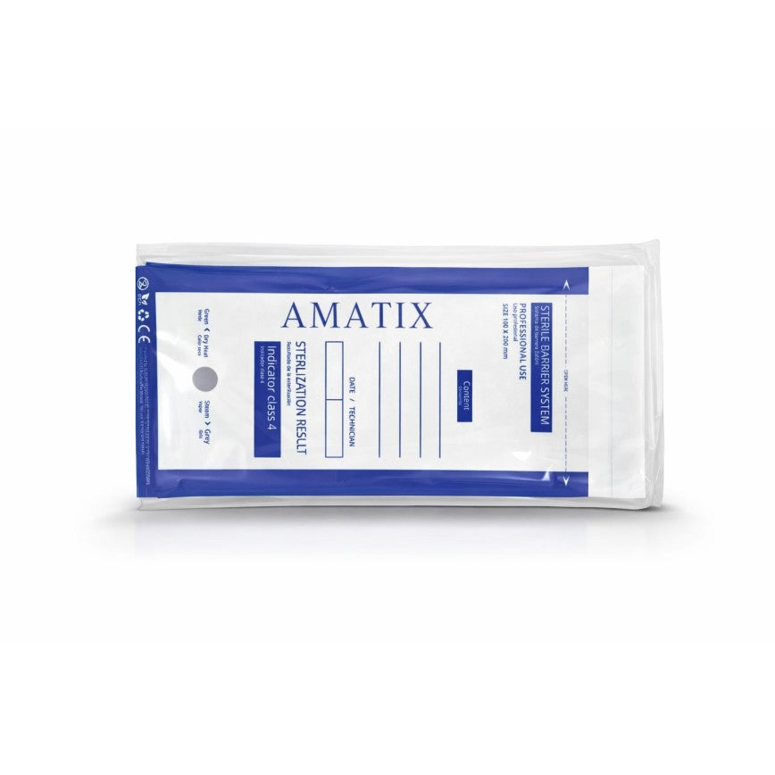 Bolsa Kraft Amatix Transparente 100x200mm 100ud horno de calor/autoclave